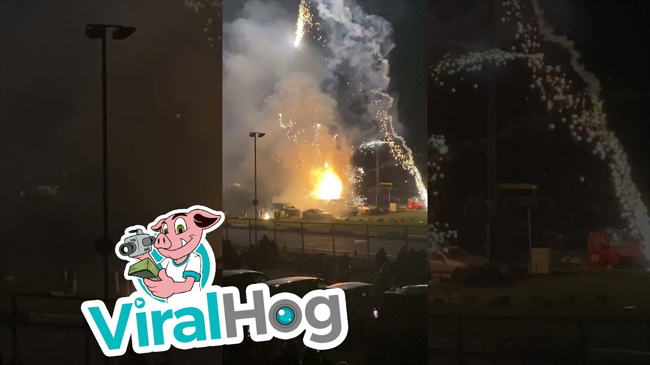 Fireworks Filled Vehicle Ignites in Unplanned Fireworks Spectacular || ViralHog