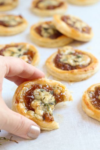 Caramelized Onion & Blue Cheese Puff Pastry Tarts