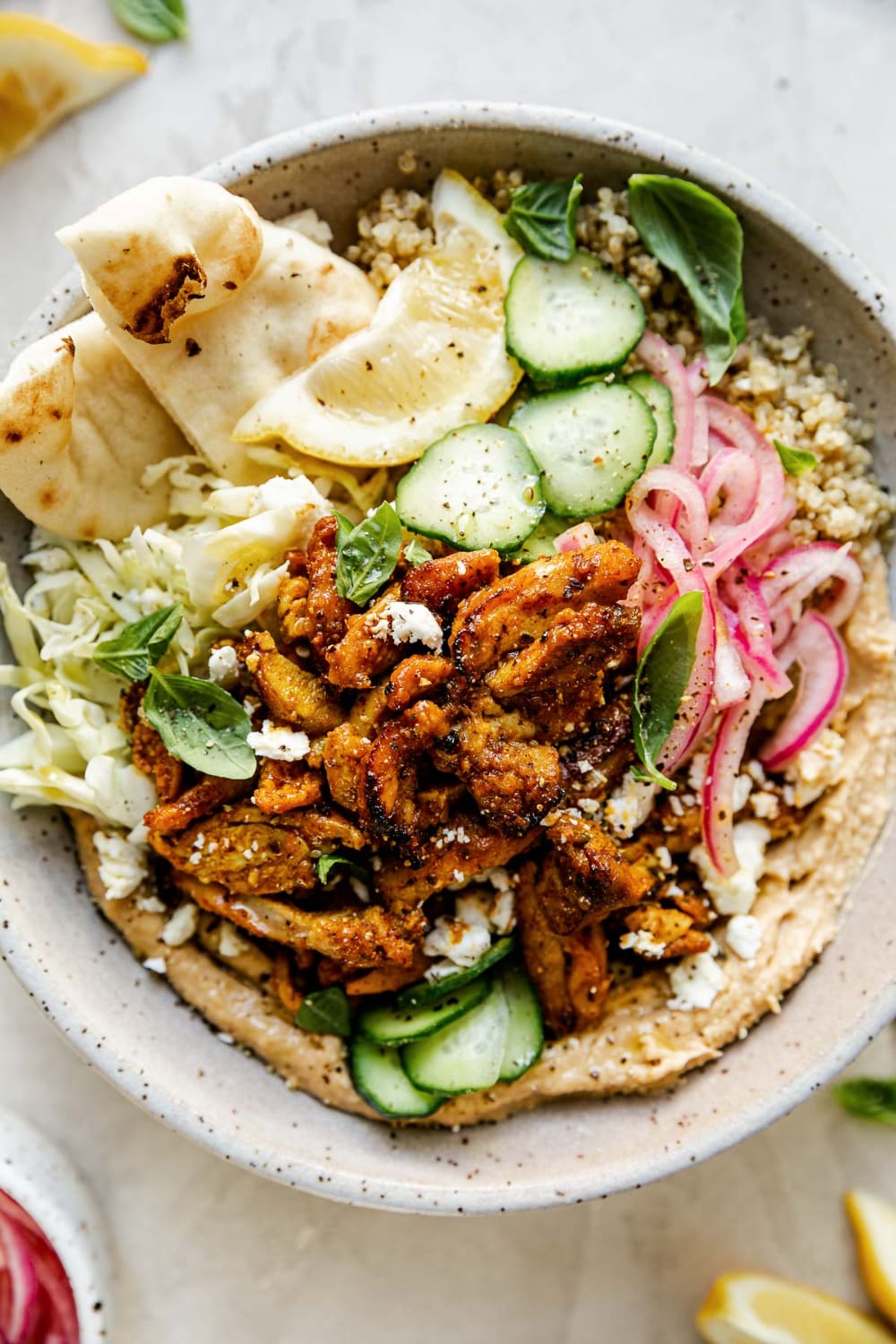 Easy Shawarma Hummus Bowls (with Chicken OR Veggies!) - PWWB