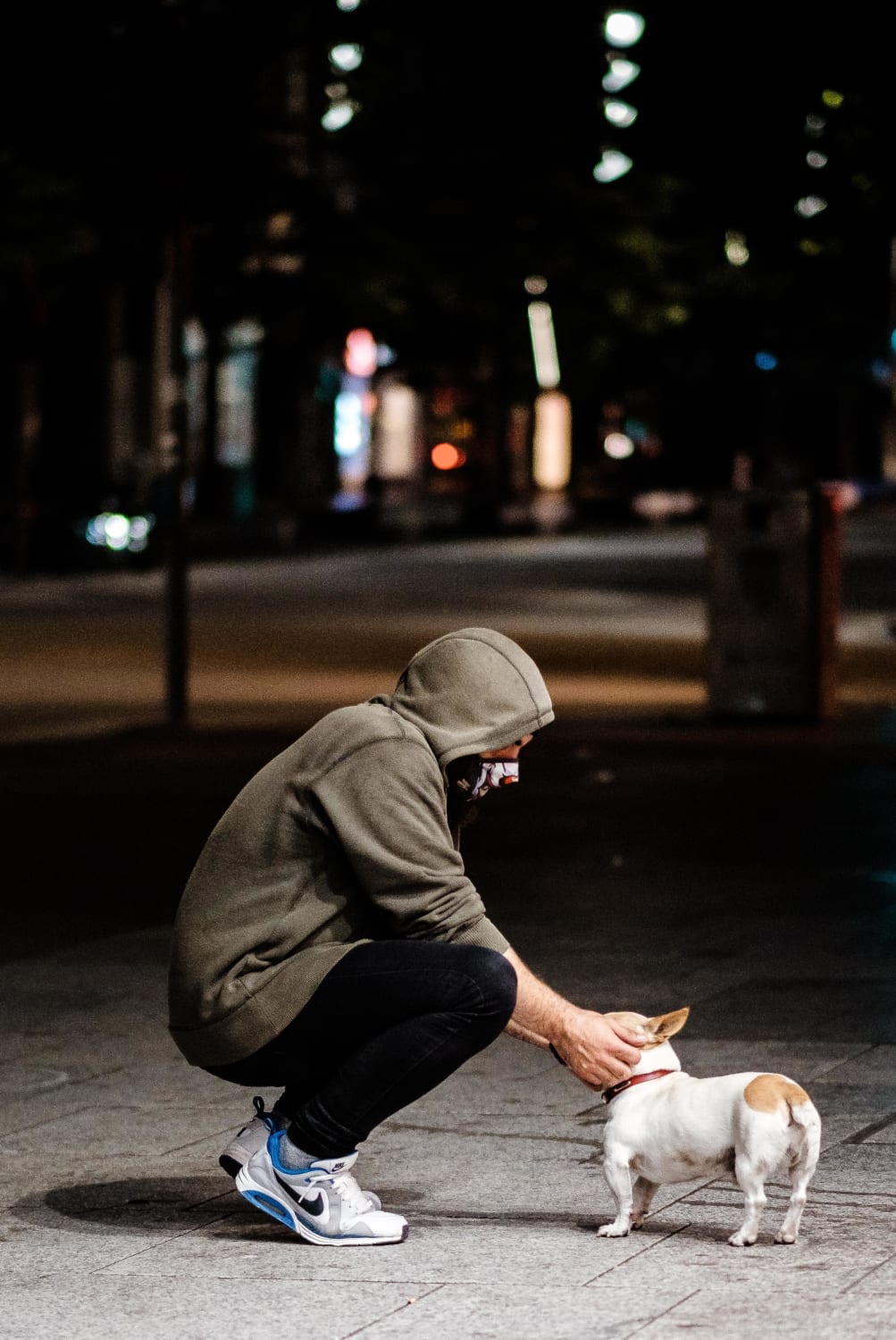 PsBattle: Man petting a Dog on the Street