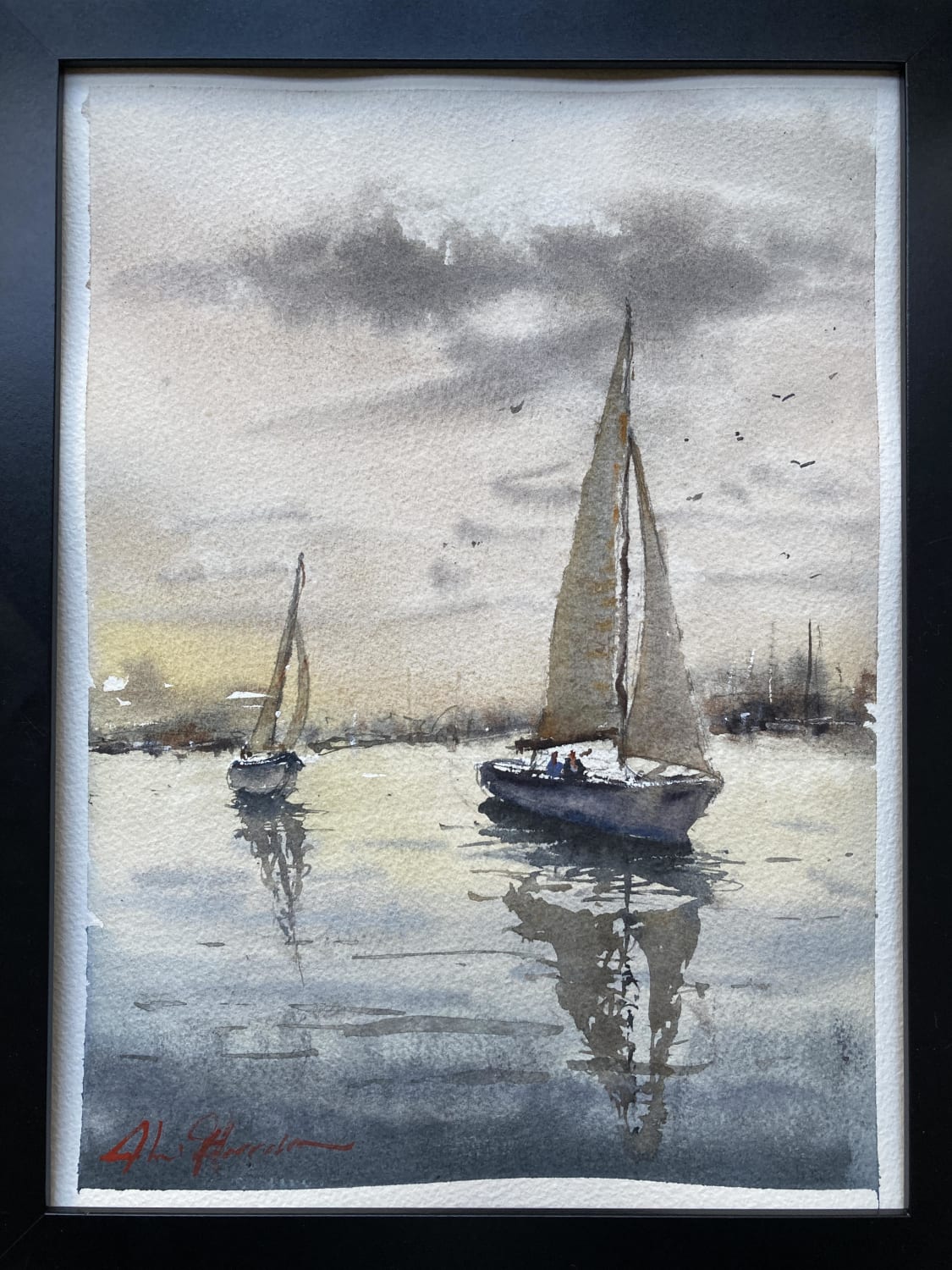 Watercolor Boat Scene (Tutorial Link in Comments)