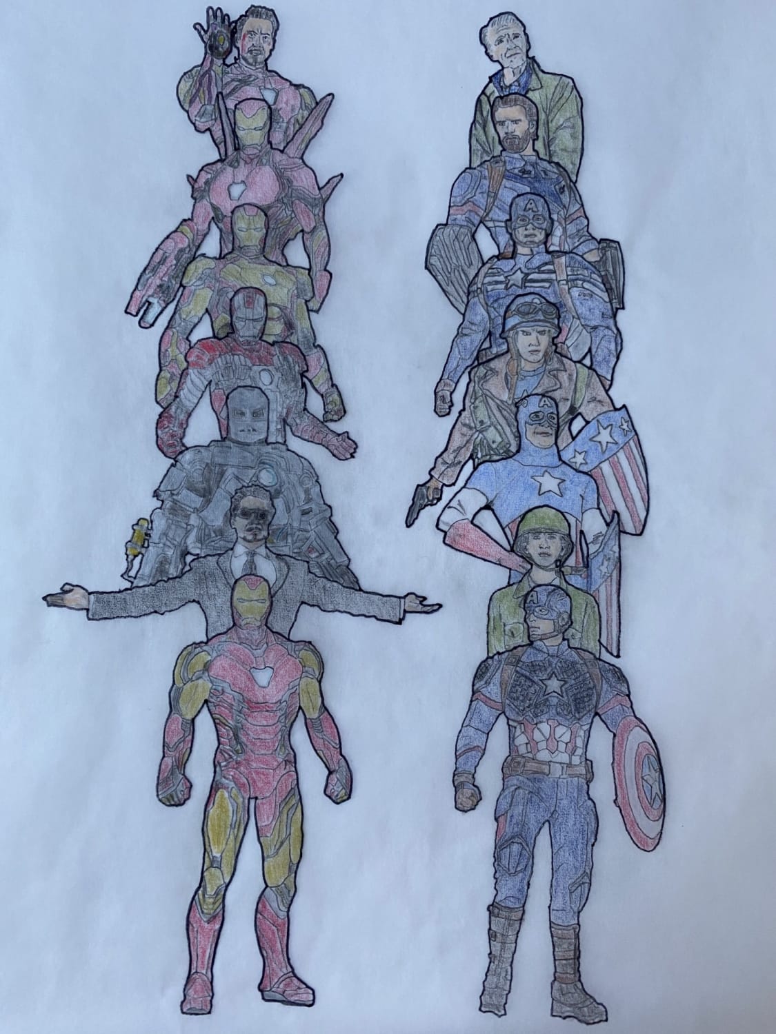 Iron Man and Captain America evolution tracing