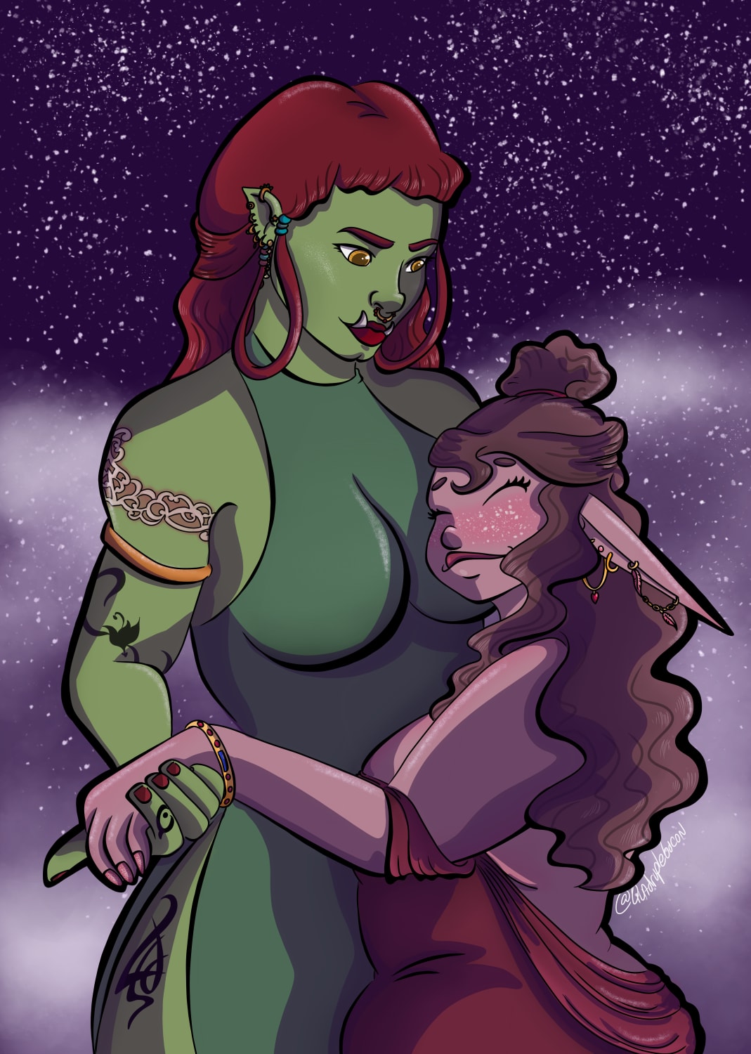 Elven girls and their girlfriends seem to be my comfort zone for art (art)