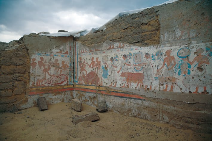 At the Egyptian necropolis of Saqqara, paintings depicting a bull’s sacrifice adorn the walls of the tomb of Ptah-M-Wia, an economic minister under the pharaoh Ramesses II (r. ca. 1279–1213 B.C.).