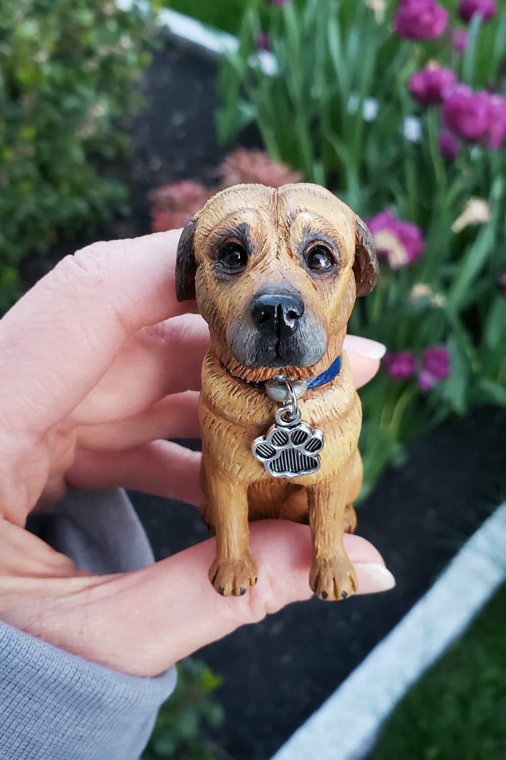 A custom pet sculpture that I made of a cute Rottweiler/Boxer mix, this good boy's name is Ace!
