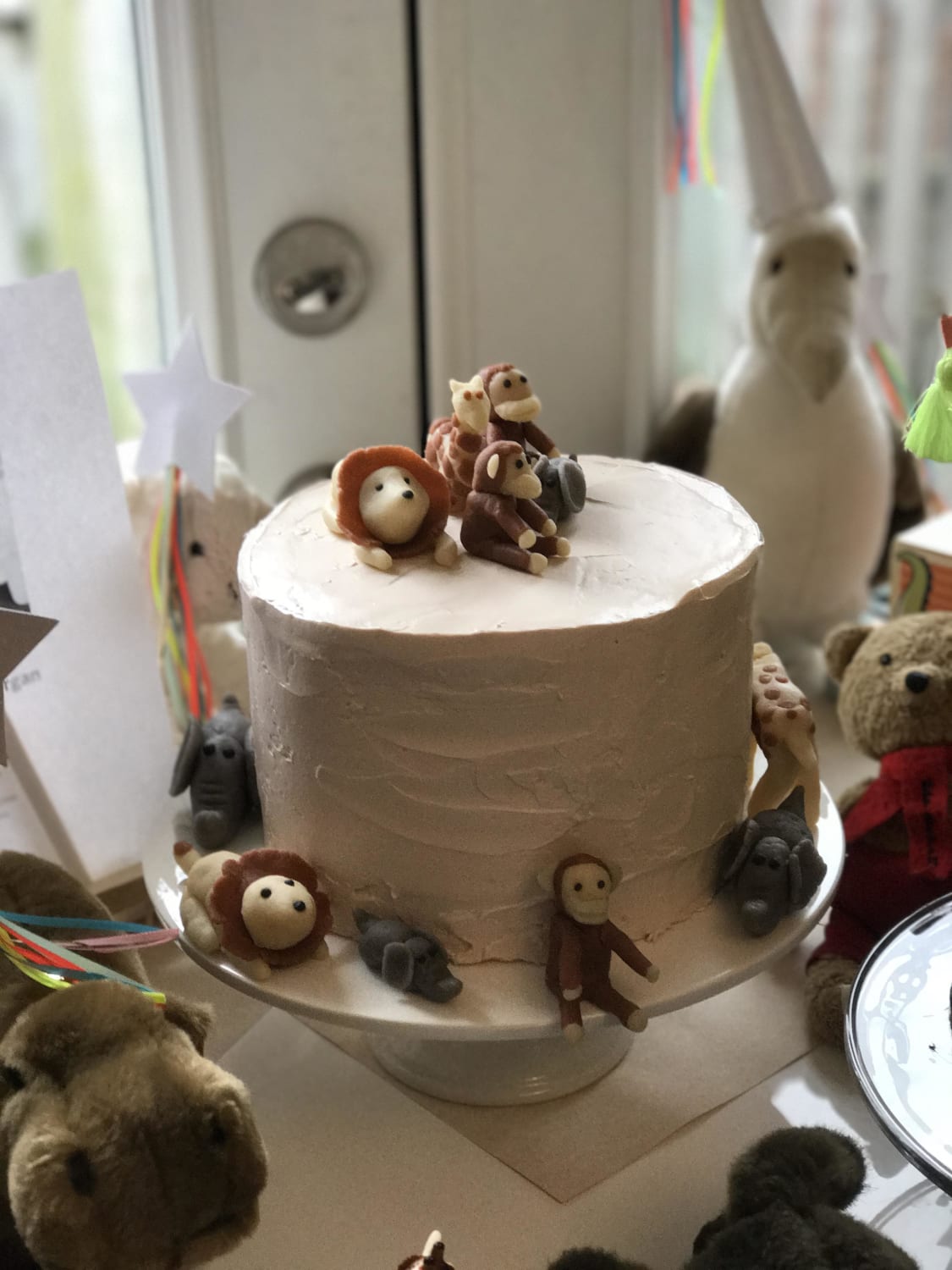 Tried my hand at Martha Stewart’s Brown Sugar Birthday Cake with hand made Marzipan Animal Figures.
