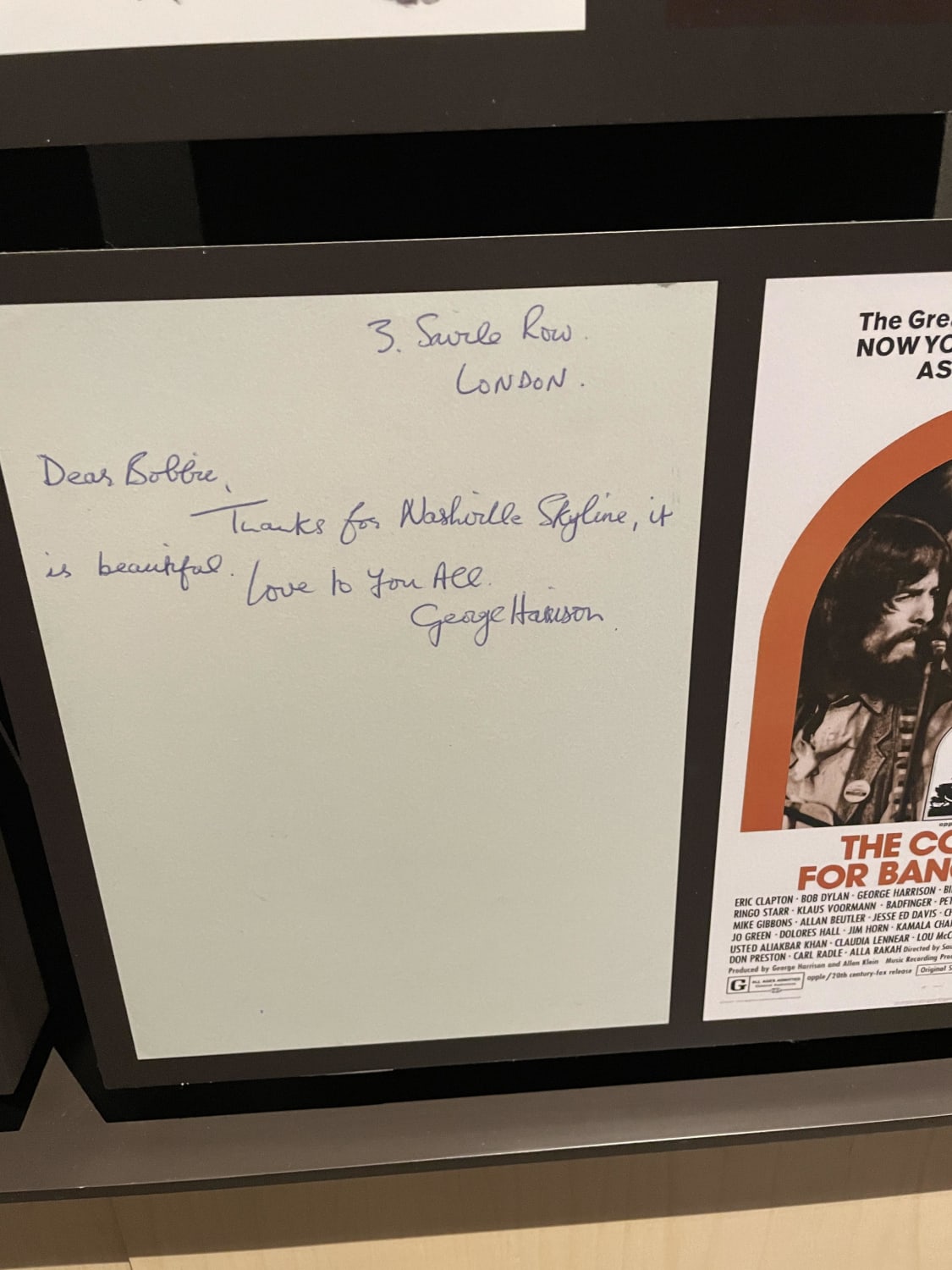 Note from George to Bob Dylan (The Bob Dylan Center, Tulsa OK)
