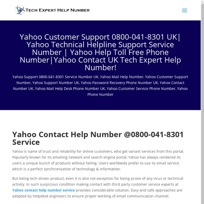 Mix Yahoo Contact Help Number 0800 041 8301 Service
