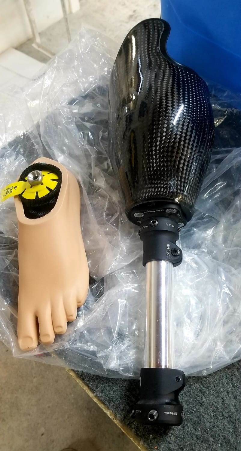 Here's a prosthetic leg socket I made. Recently made a career change from Aerospace advanced composites and Metrology/Quality Inspection. Now I'm making carbon fiber prosthetics and orthotic devices. I really try to make something nice for the individual now.