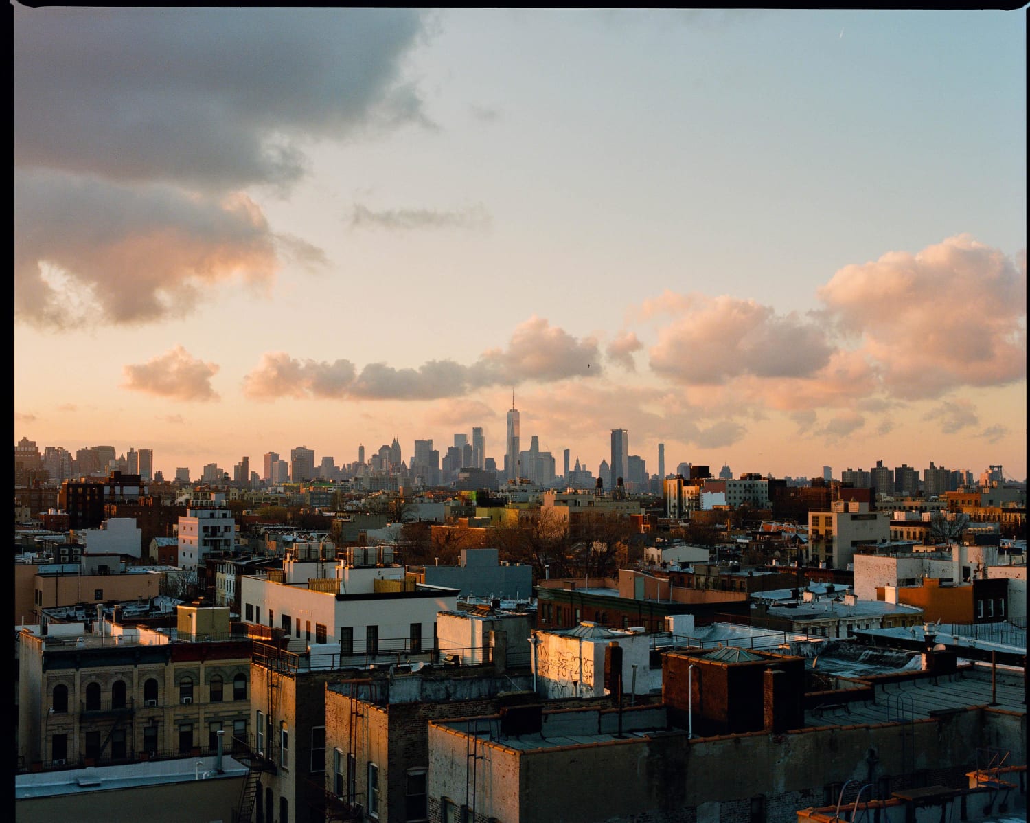 [mamiya rz67. 55mm. Kodak Portra 400.] Sunset from my roof in Brooklyn.