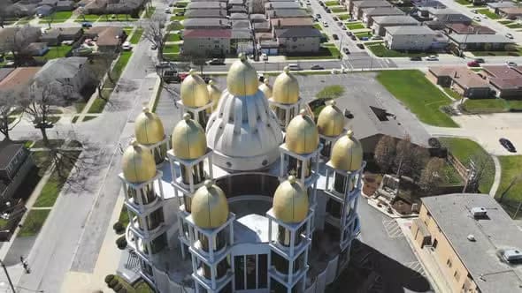 If you've landed at O'Hare many times you may have wondered about the unusual gold multi-domed building you pass when landing on runways 4R/4L. It's St. Joseph's Ukrainian Catholic Church, and even wilder on the inside than out.