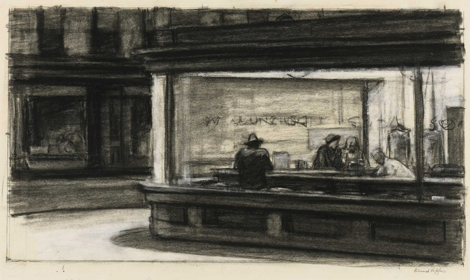 Edward Hopper's preliminary sketch of his famous 'Nighthawks', 1941