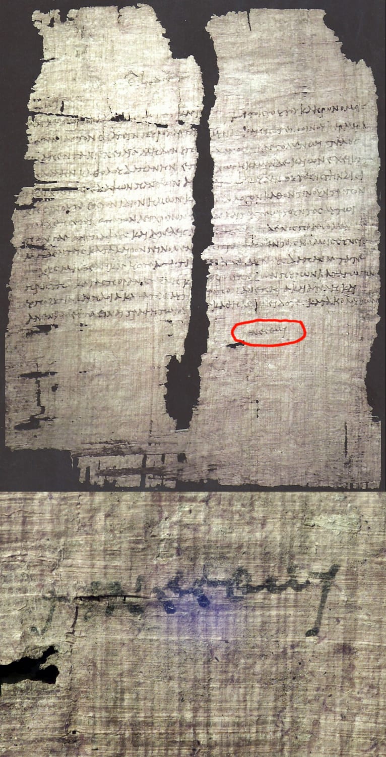 The Cleopatra papyrus is a decree granting generous tax exemptions to the Roman businessman Publius Canidius, a friend of Mark Antony. At the bottom of the document, in a rare example of her handwriting, Cleopatra herself added the Greek word "γινέσθωι", "make it happen"