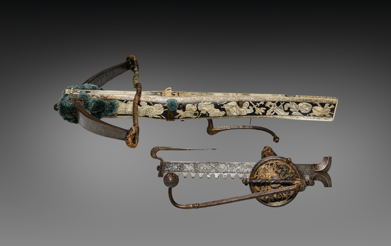 Crossbow and Cranequin of Elector Augustus I of Saxony. Germany, Saxony, c. 1553–73
