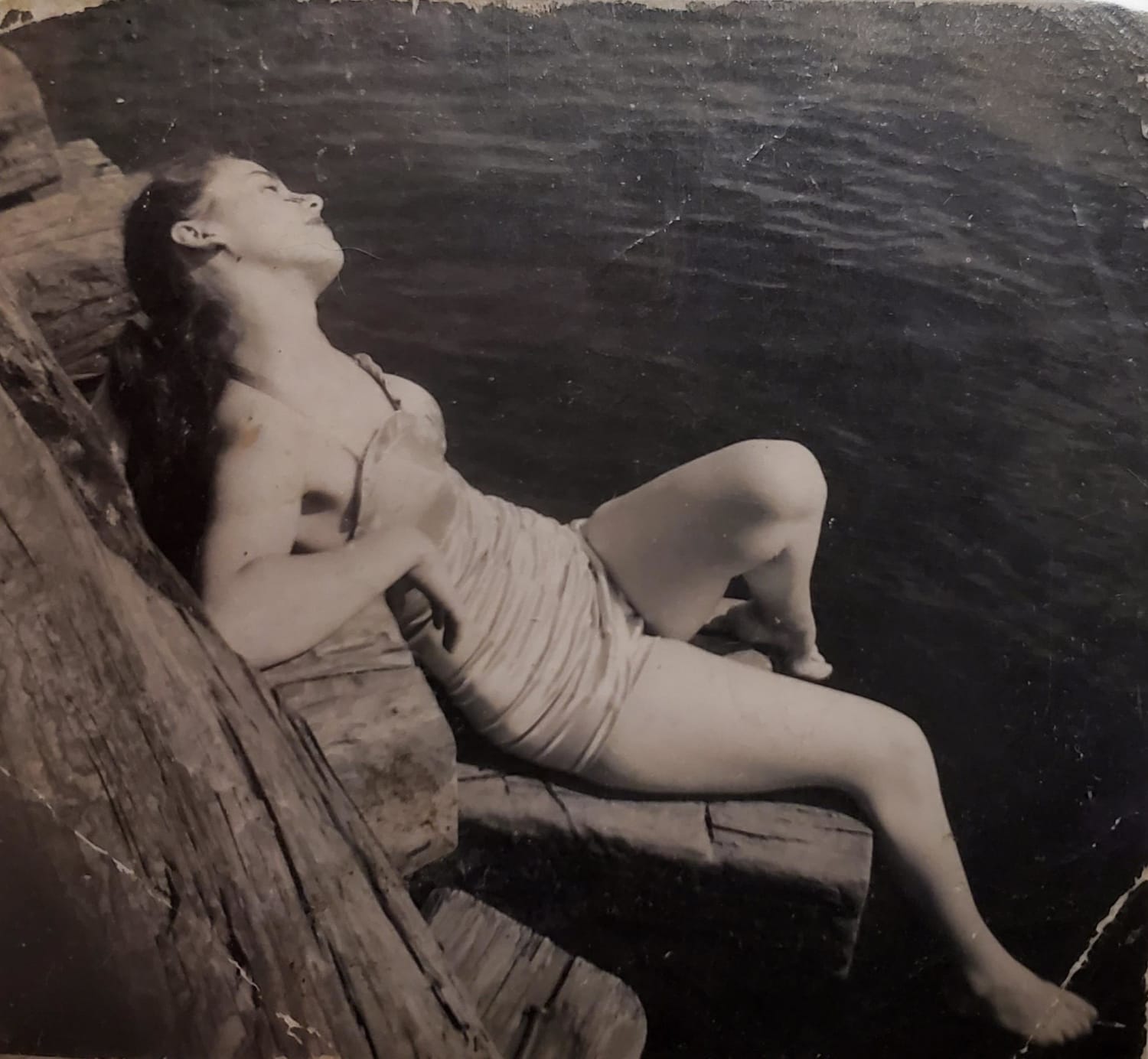 My Grandmother Sunbathing On The Rocks Of The Hudson River, 1955.