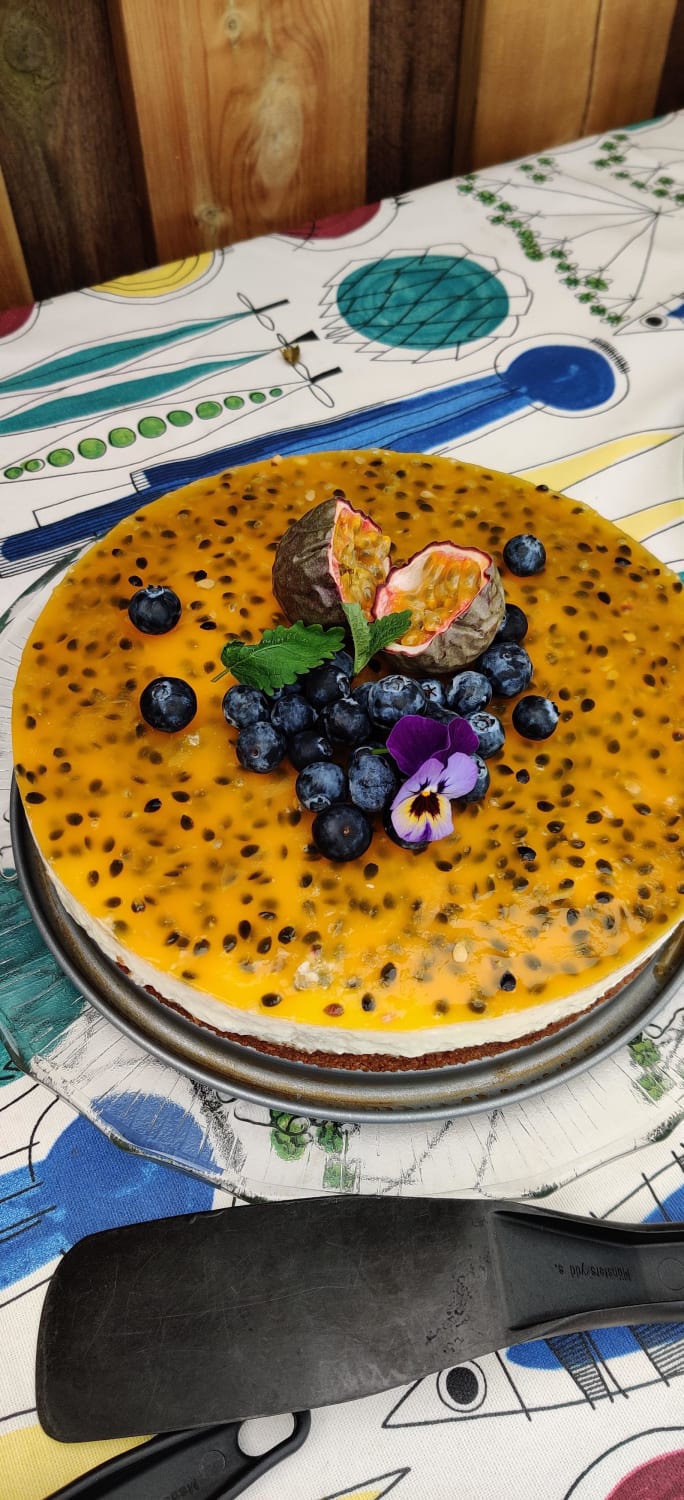 I made a passion fruit and lime cheesecake with biscoff base for My BFs 30th birthday celebration