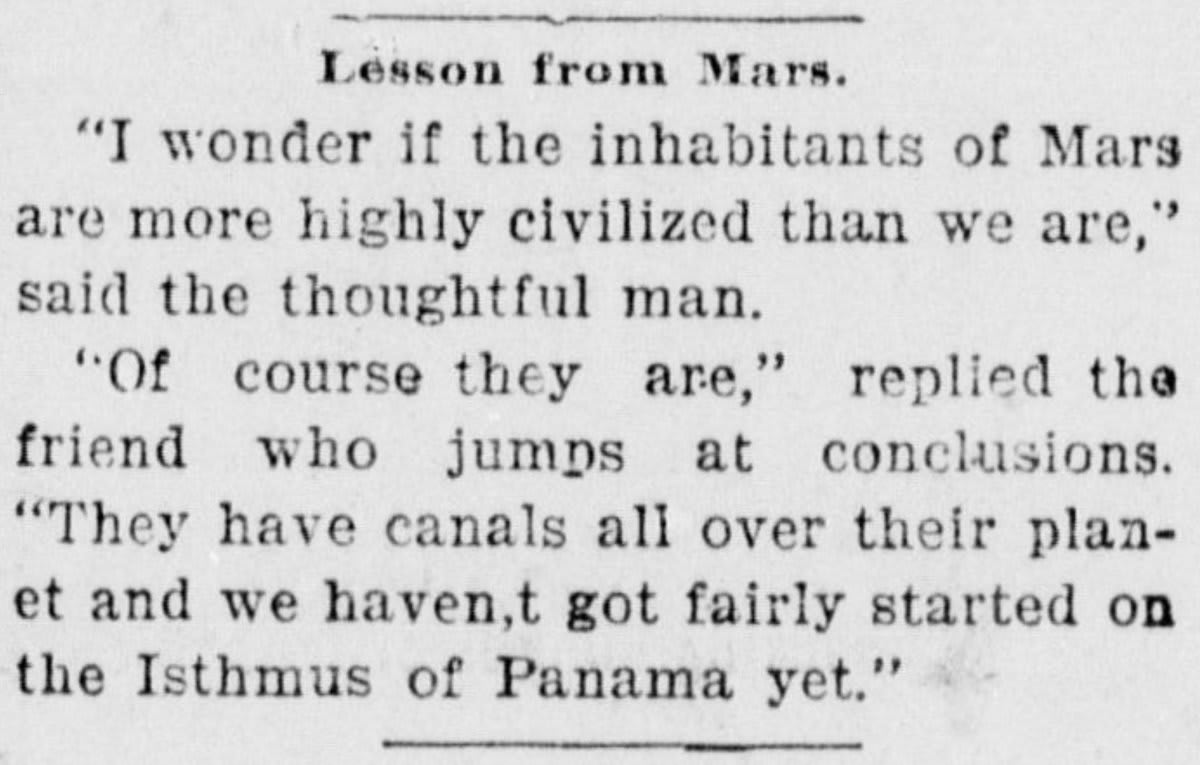 Lessons from Mars in the Legal Tender, printed in Sanger, Texas, September 3, 1898.