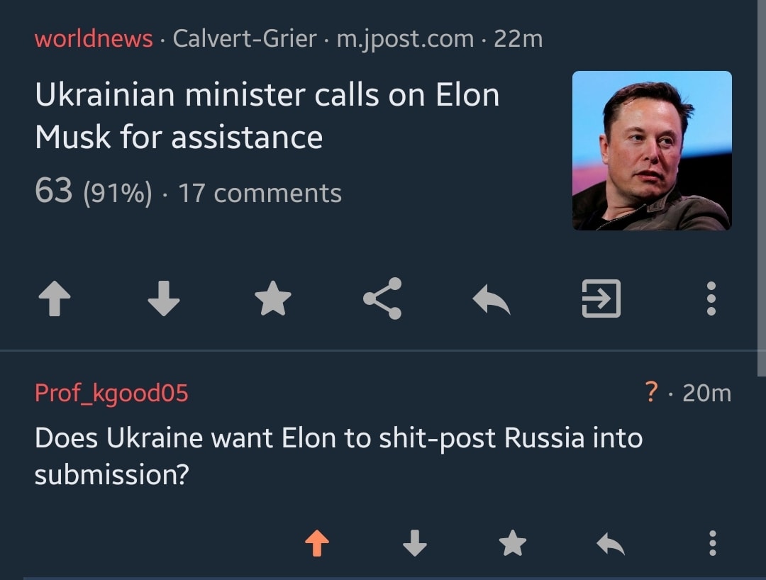 "Does Ukraine want Elon to shit-post Russia into submission?"