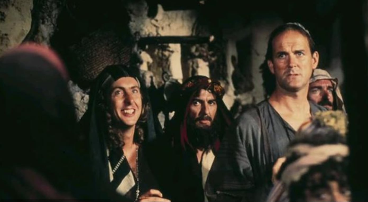 George Harrison made a cameo appearance in the film Monty Python’s Life of Brian. He also arranged financing for the film. He was a big fan.