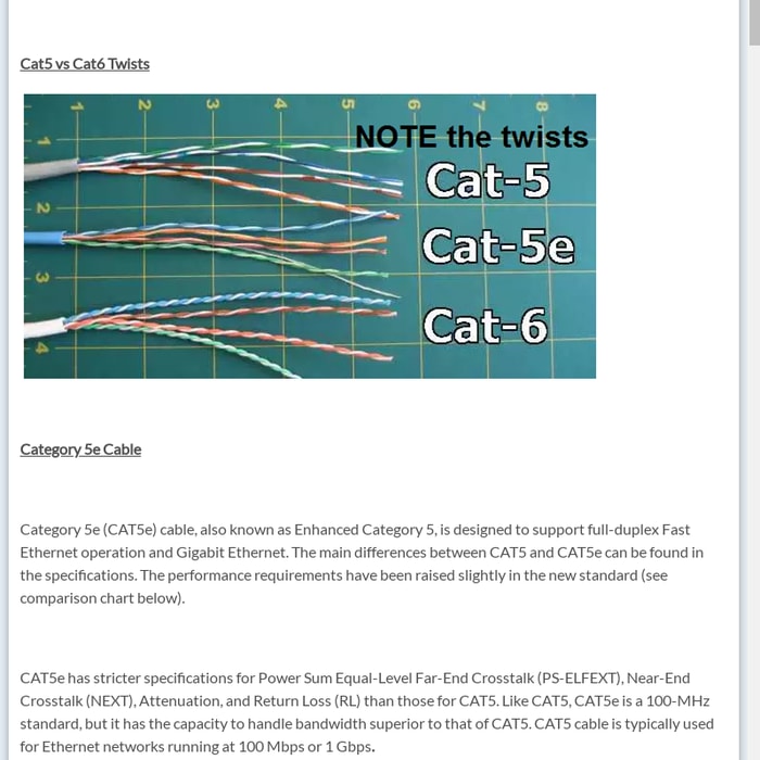 Cat 5 Cable Chart