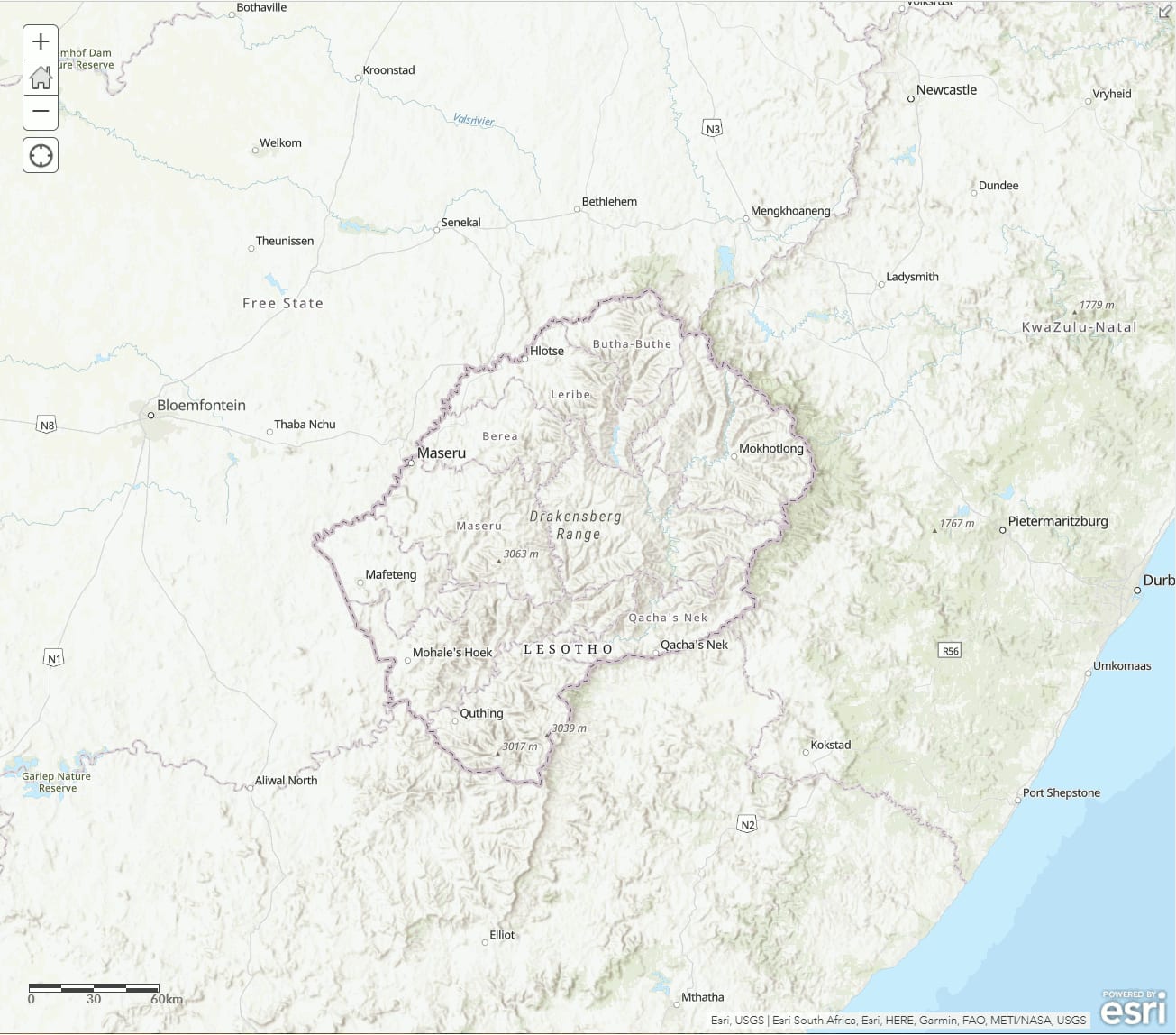 Why is the whole country of Lesotho clearly distinguishable from space?