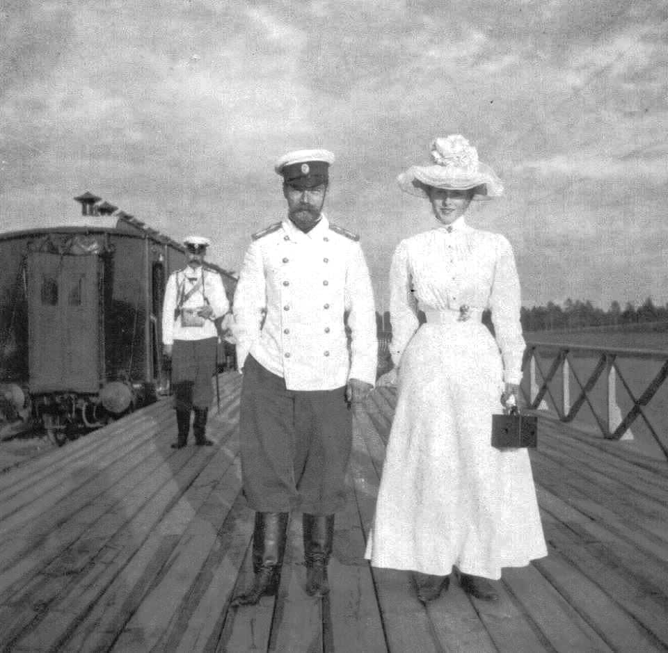 Prince Philip,Duke of Edinburgh's mother Princess Alice of Battenberg with her uncle Tsar Nicholas II of Russia, possibly taken in 1908,