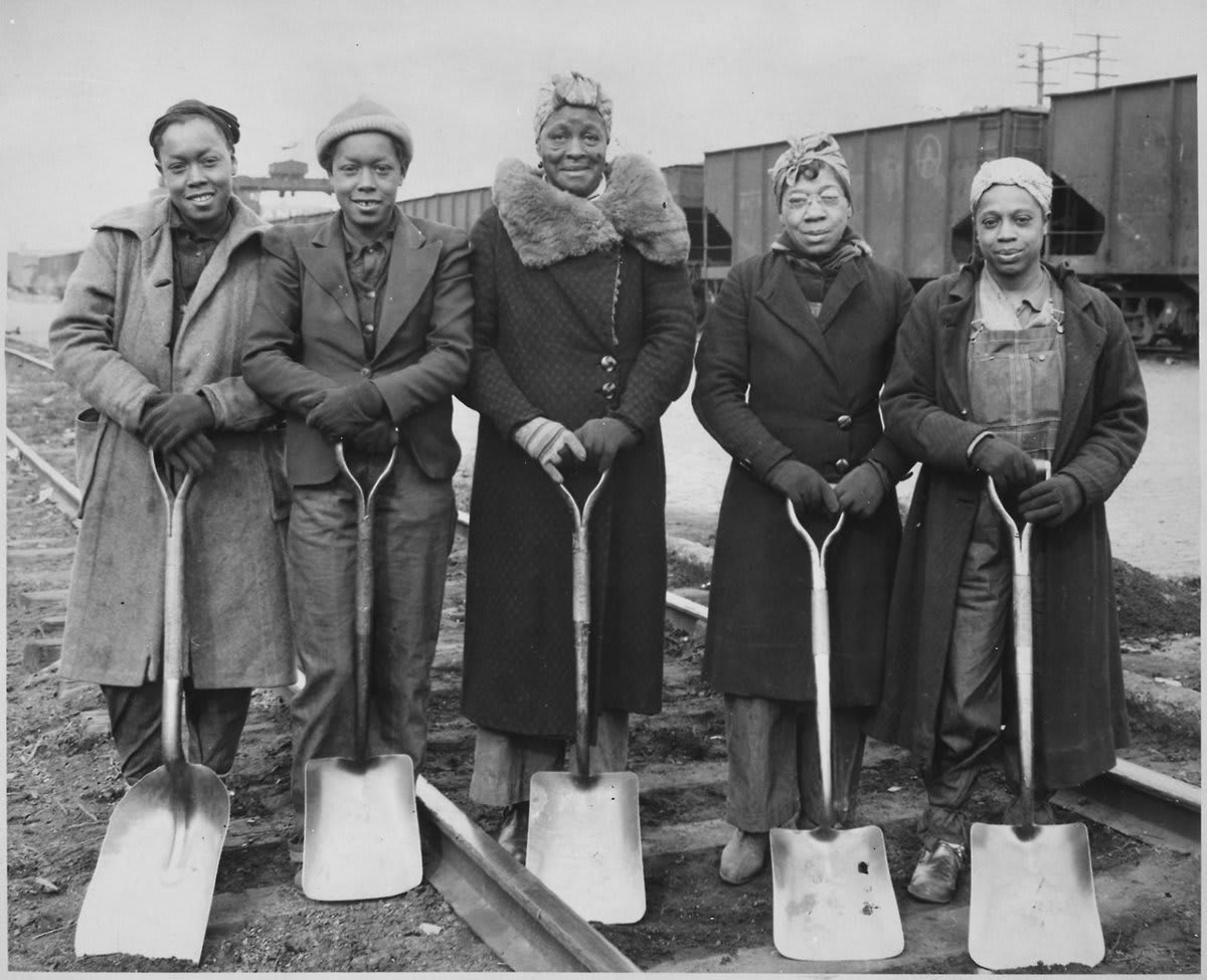 "Trackwomen, 1943. Baltimore & Ohio Railroad Company" Series: Women Working In Industry, 1940-45