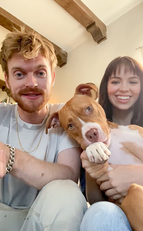 TakeABreak with musician @finneas and @ClaudiaSulewski as they teach their rescue doggie some new tricks. 🐶 ❤️ P.S. Her name is Peaches 🍑
