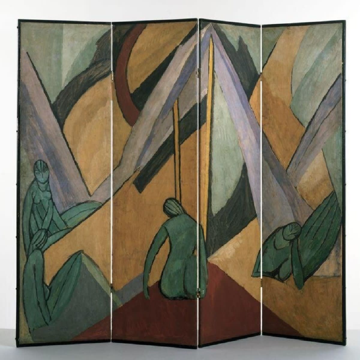 It's a bit of a mystery, this abstract folding screen. At first it was known as 'Tents and Figures'. But now it's associated with bathing women. Let us know what you see. 🖌️ by painter & interior designer Vanessa Bell (1879 – 1961).