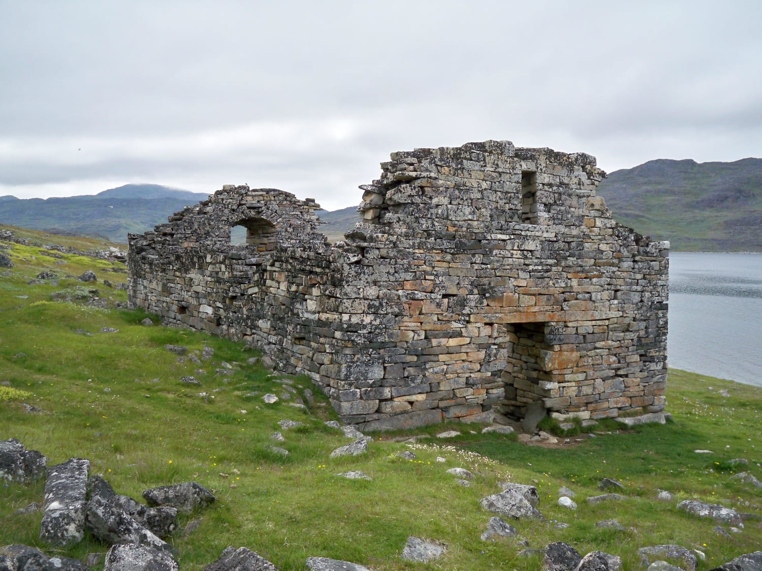 Hvalsey church, the best preserved Norse ruins in Greenland. It hosted the wedding of Thorstein Olafsson and Sigrid Björnsdóttir on either 14 or 16 September 1408. It is located in the abandoned Greenlandic/Norse settlement of Hvalsey, (now Qaqortoq) on the southern tip of Greenland.