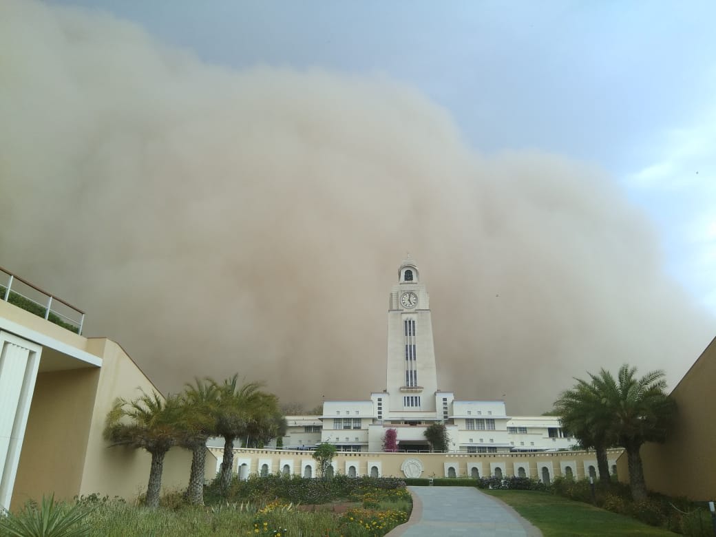 A photo my friend captured of my college campus last year before being covered in a dust storm