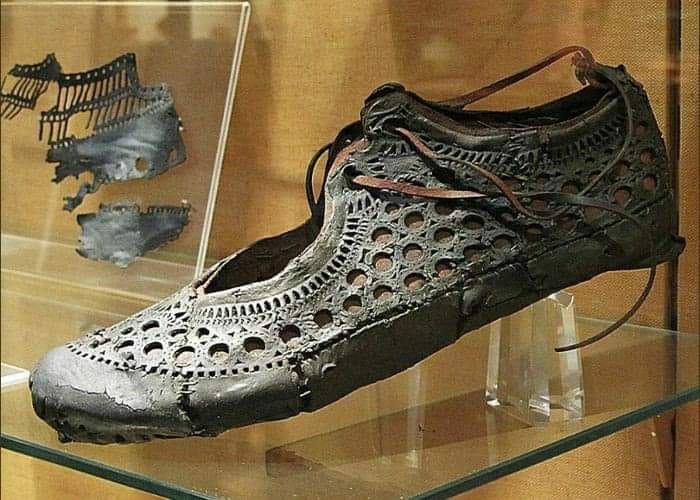 A remarkable 2000 year old ladies shoe found in a well amongst the ruins of a Roman Fort archaeological dig in Germany