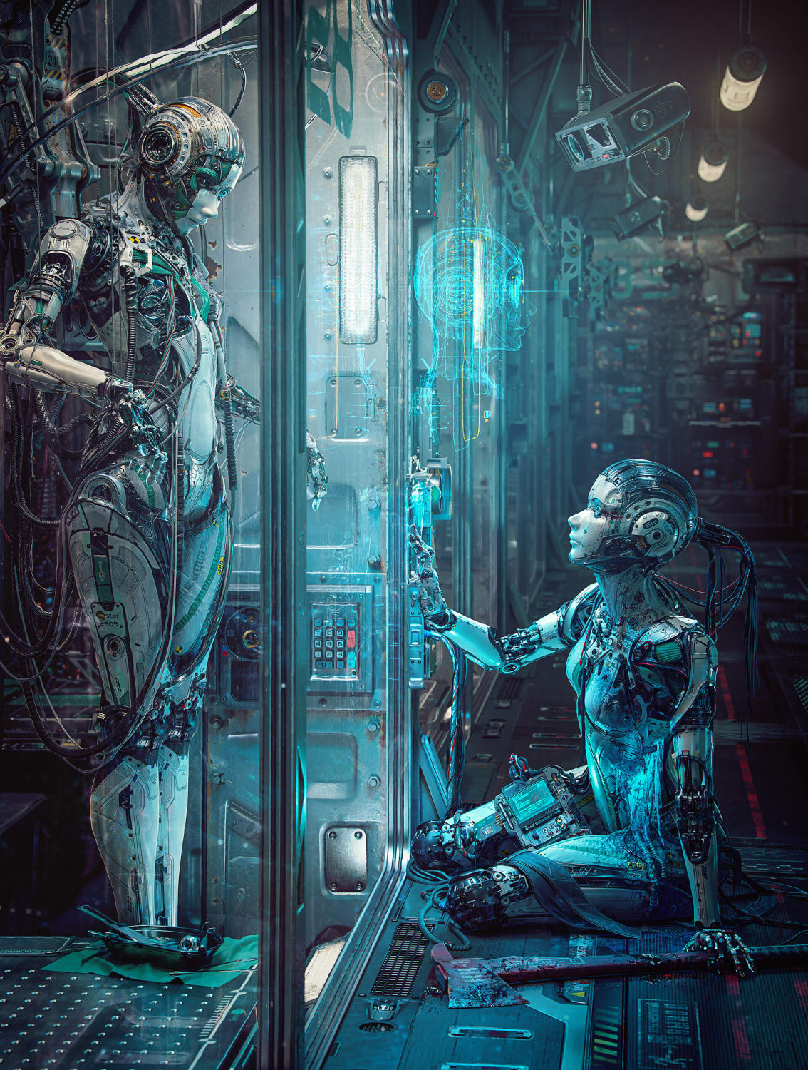 This crazy detailed artwork 'Sisters. Synthetic Compassion' by Michael Black, CG