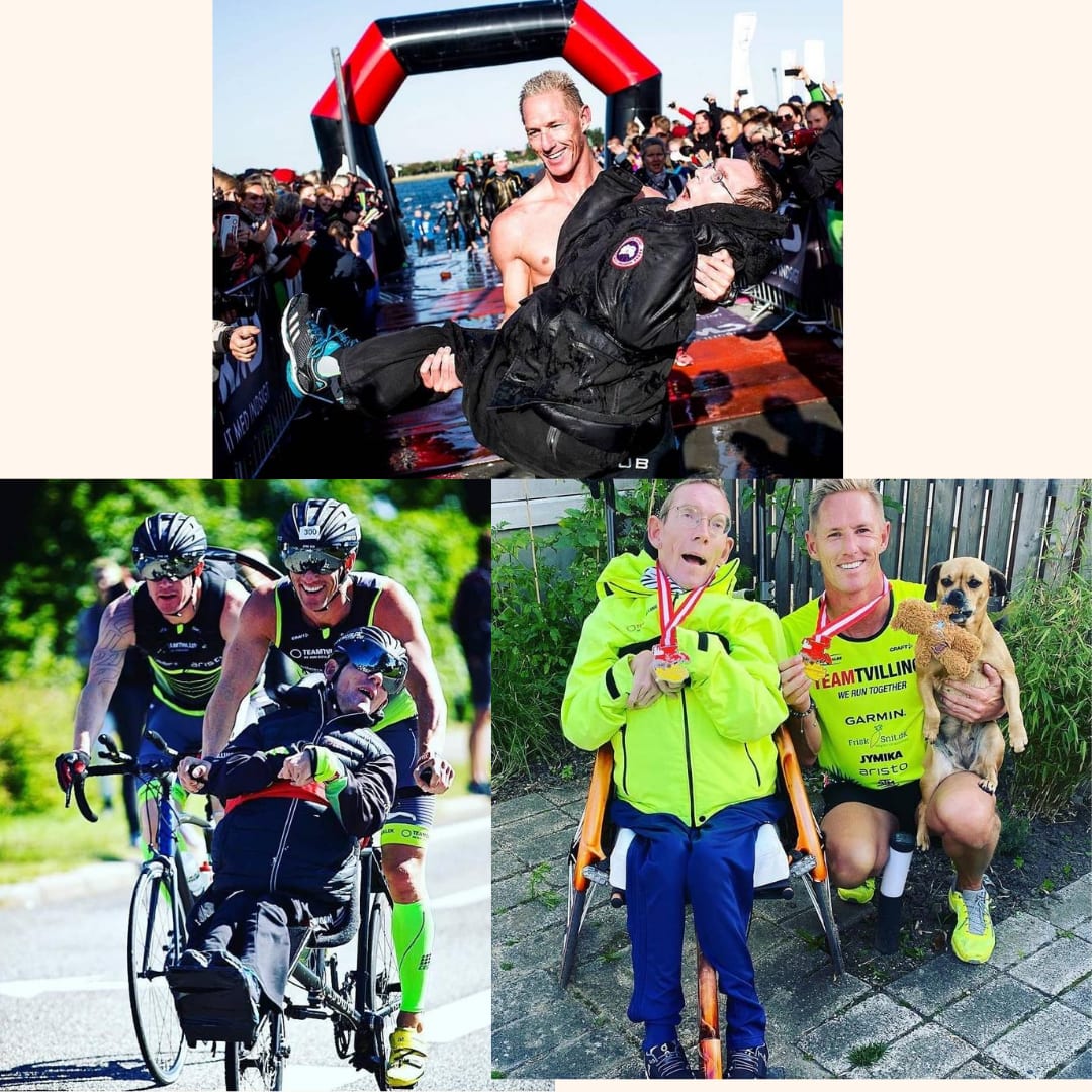This legend carries, pulls and pushes his disabled twin around Ironmans and marathons so they can compete together