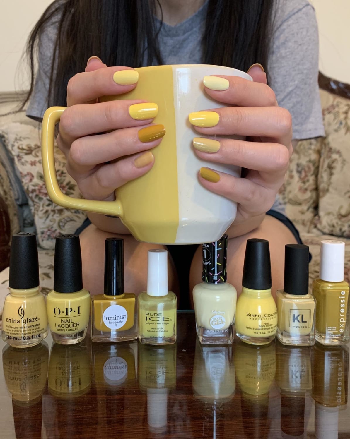yellow swatches + chopped my nails recently & still trying to get used to these shorties