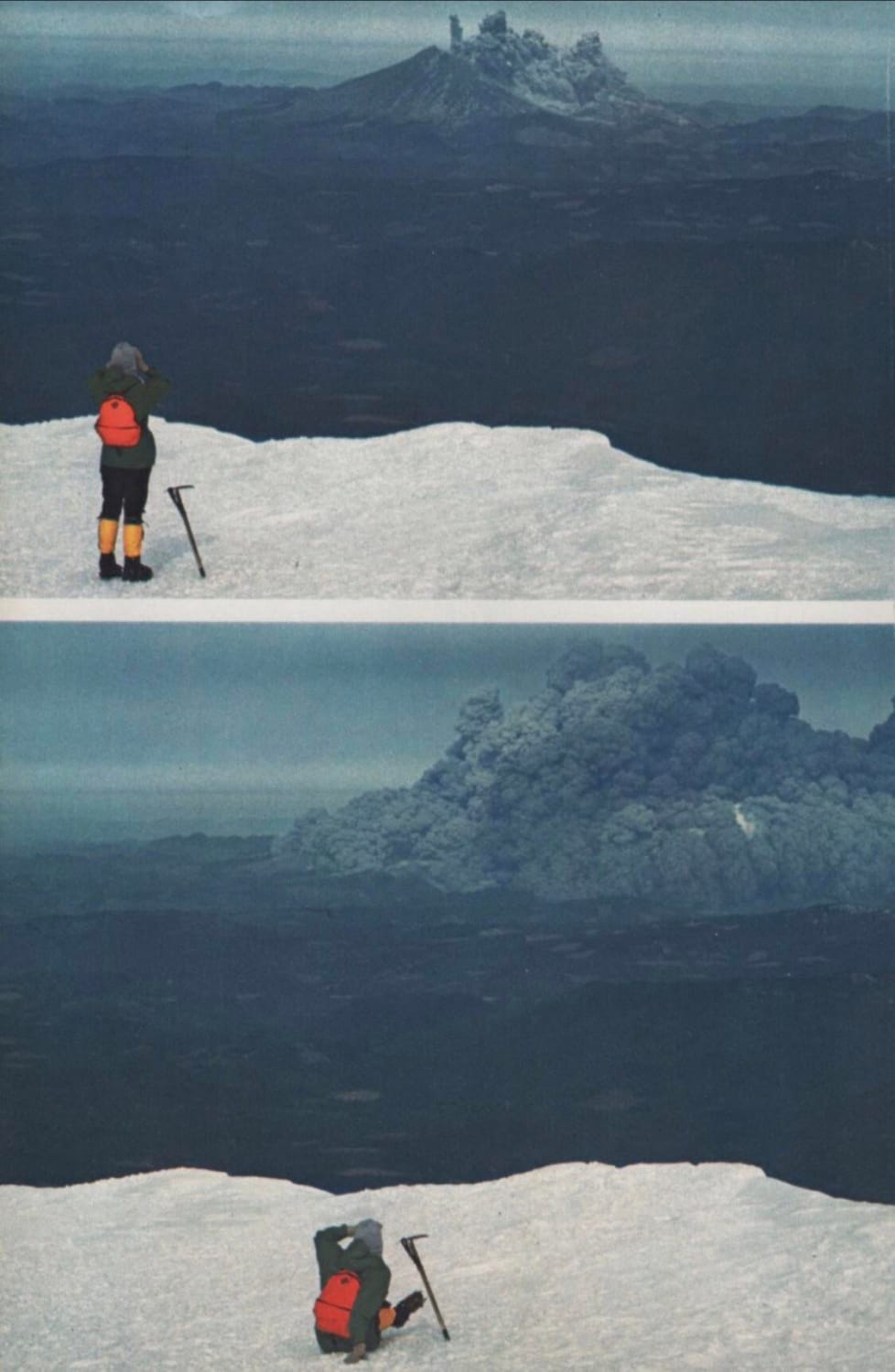 40 Years Ago Today. a hiker on Mt Adams (37 miles [60 km]) is knocked on her ass by the shockwave of the Eruption of Mt St. Helens.