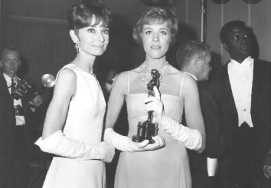 Audrey Hepburn and Julie Andrews at the Oscars 1965 (just wow...)