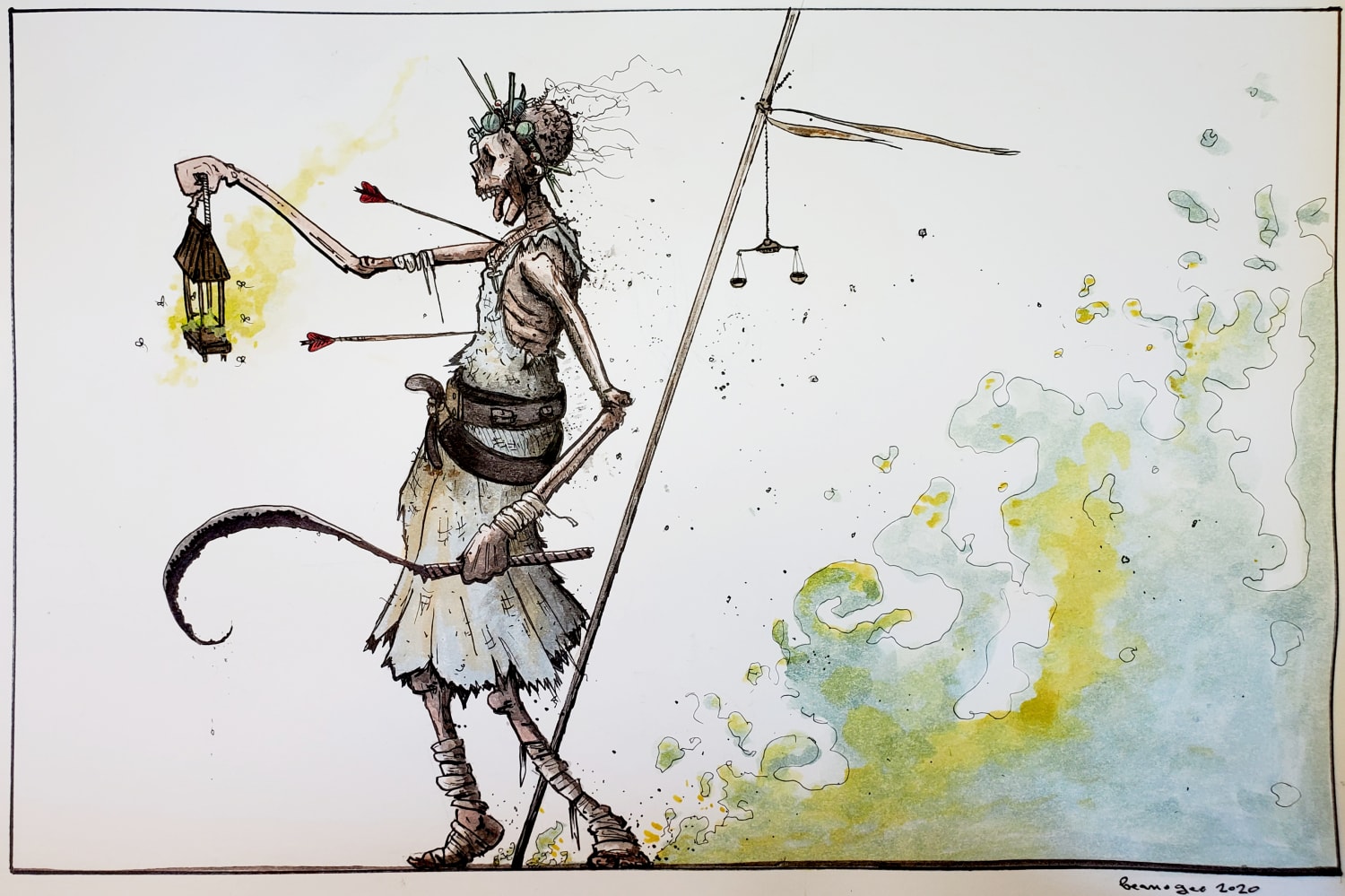 Lady Pestilence, me, watercolor, 2020