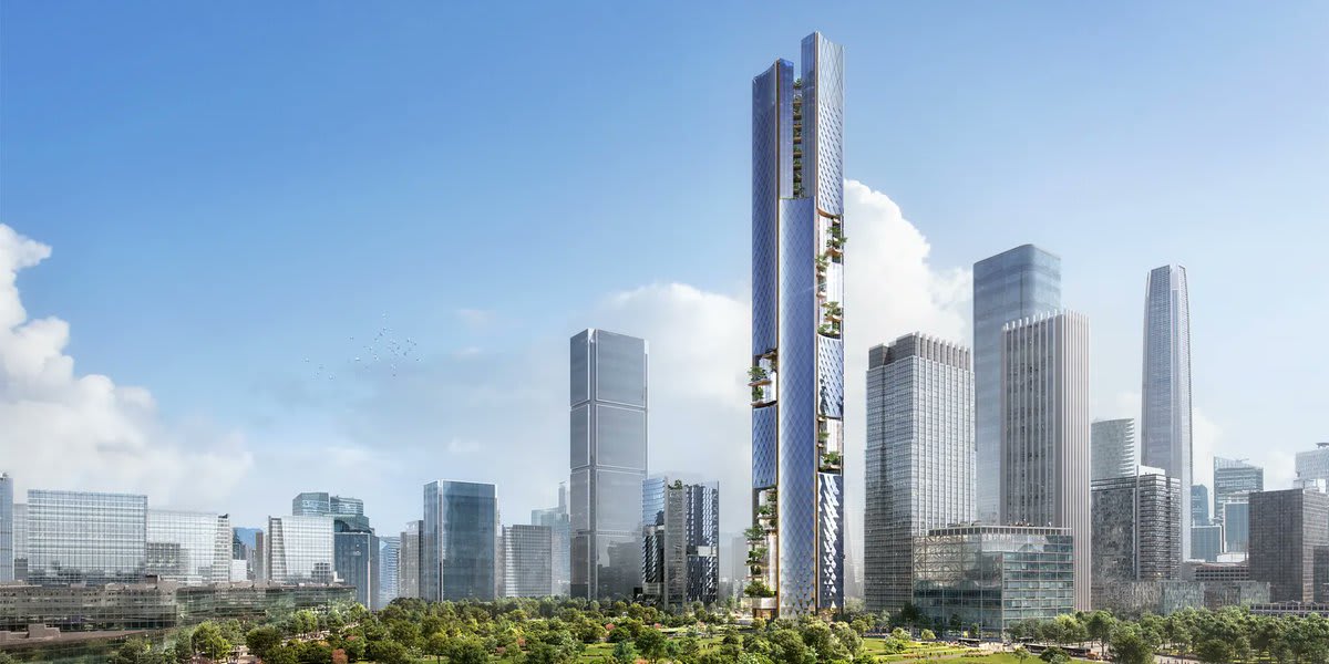 büro ole scheeren wins international competition with 350m tall octagonal tower in china