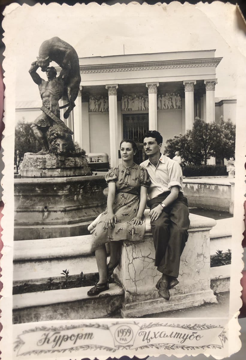 "My 85 years old grandpa wants to find his friend from Ukraine 🇺🇦 and they have one beautiful photo together dated 1959. Her name is - Ludmila Pavlovna Podlipniak He is — Givi Shalvovich Lomidze, Tskhaltubo, Georgia. Maybe someone recognizes her" via AríðuÁst Str