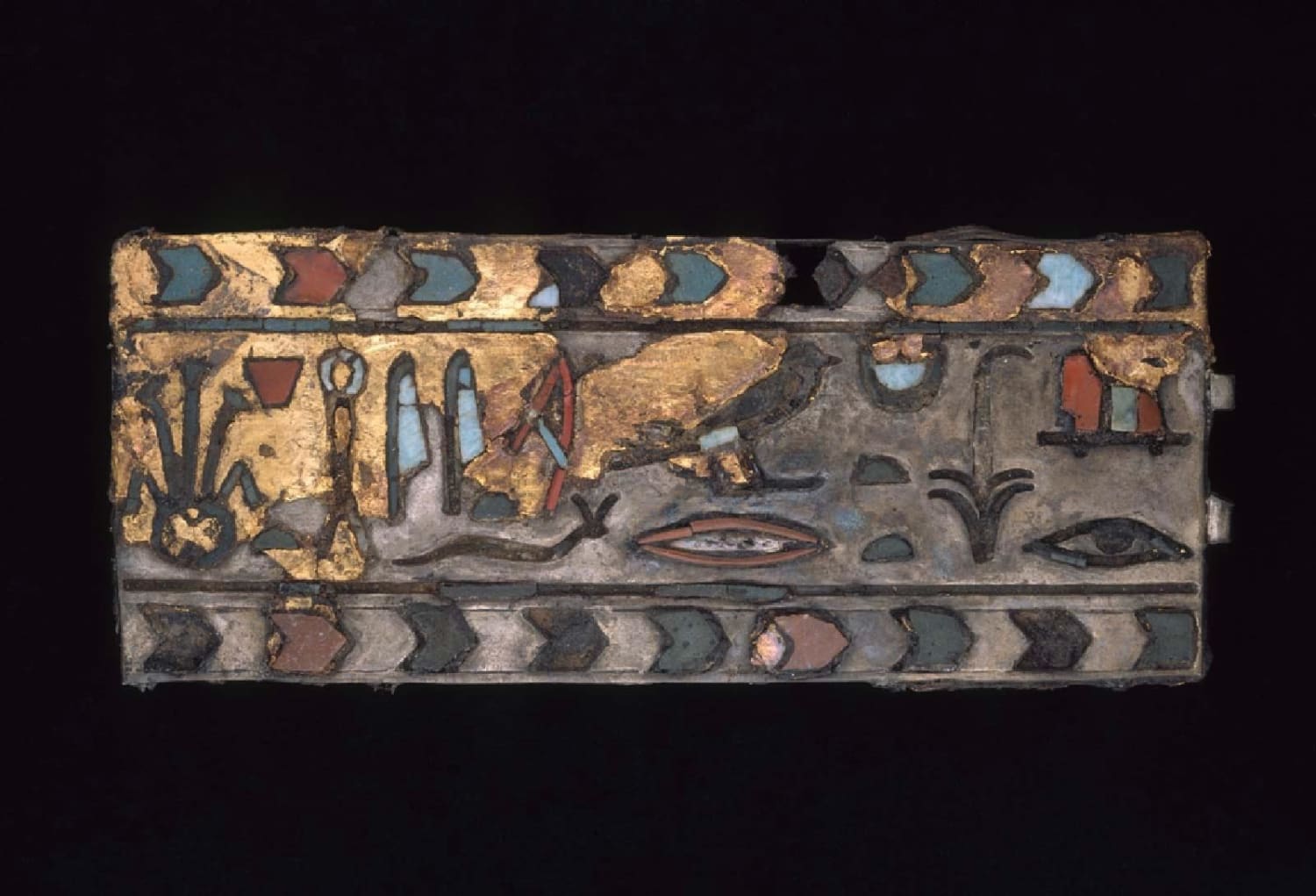 Belt buckle inscribed for Nefertari, Great Royal Wife of Rameses the Great. His reign: 1279–1213 B.C., Pharaonic Egypt. Museum of Fine Arts, Boston.