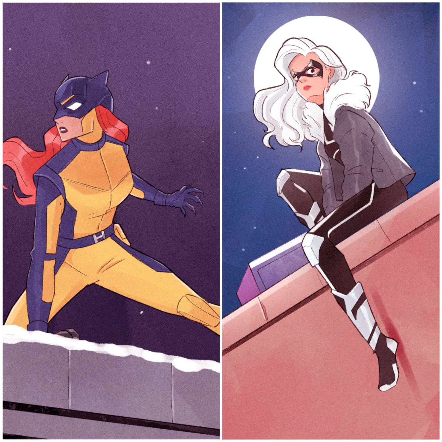 Here's another fan-art. I thought I'd share some more since you all liked my Hawkeye and Daredevil post. Hellcat and Black Cat re-design.