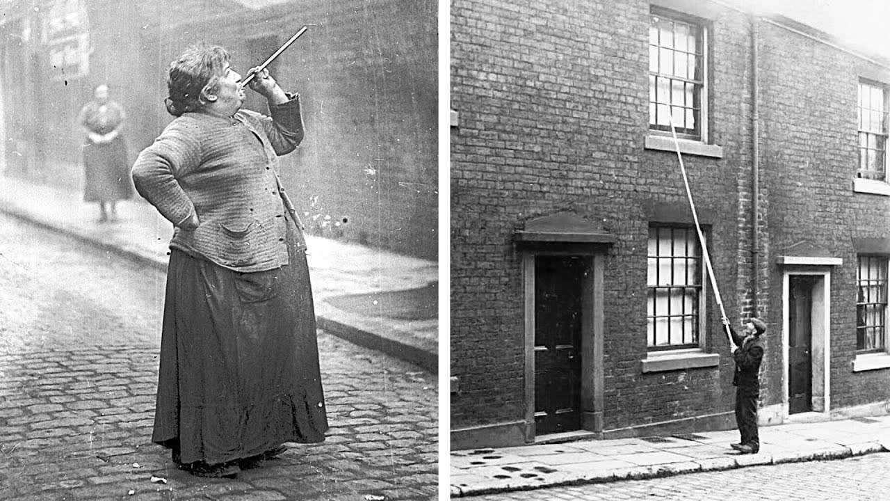 Knocker-up, sometimes known as a knocker-upper, was a profession in Britain and Ireland that started during and lasted well into the Industrial Revolution, when alarm clocks were neither cheap nor reliable. A knocker-up's job was to rouse sleeping people so they could get to work on time.