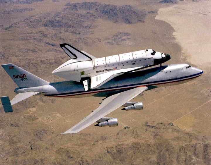 That looks a bit heavy 😅 Hitching a ride on a NASA's Boeing 747 Shuttle Carrier (NASA 905), Space Shuttle Challenger was first delivered to Kennedy Space Center 40YearsAgo today. More about NASA's two shuttle carriers: