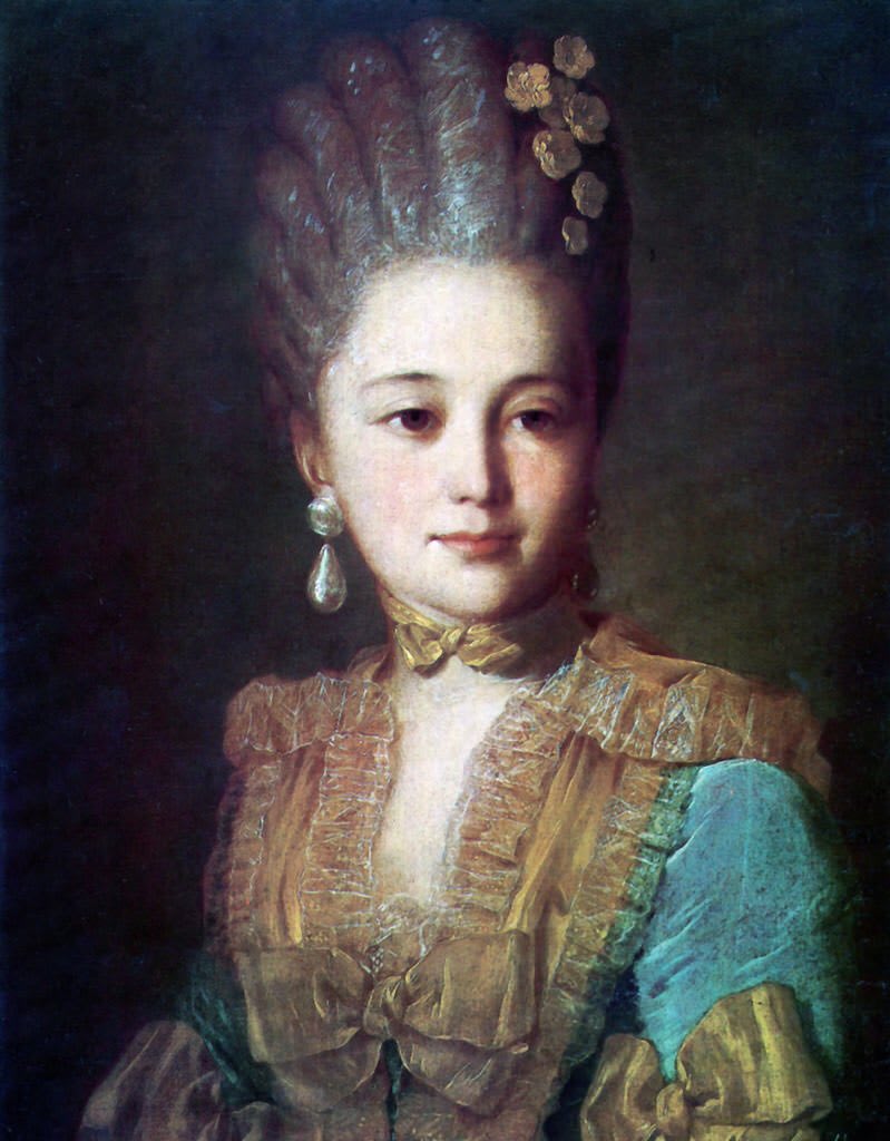 An unidentified young lady by Fyodor Rokotov, circa 1760. Check out those earrings!