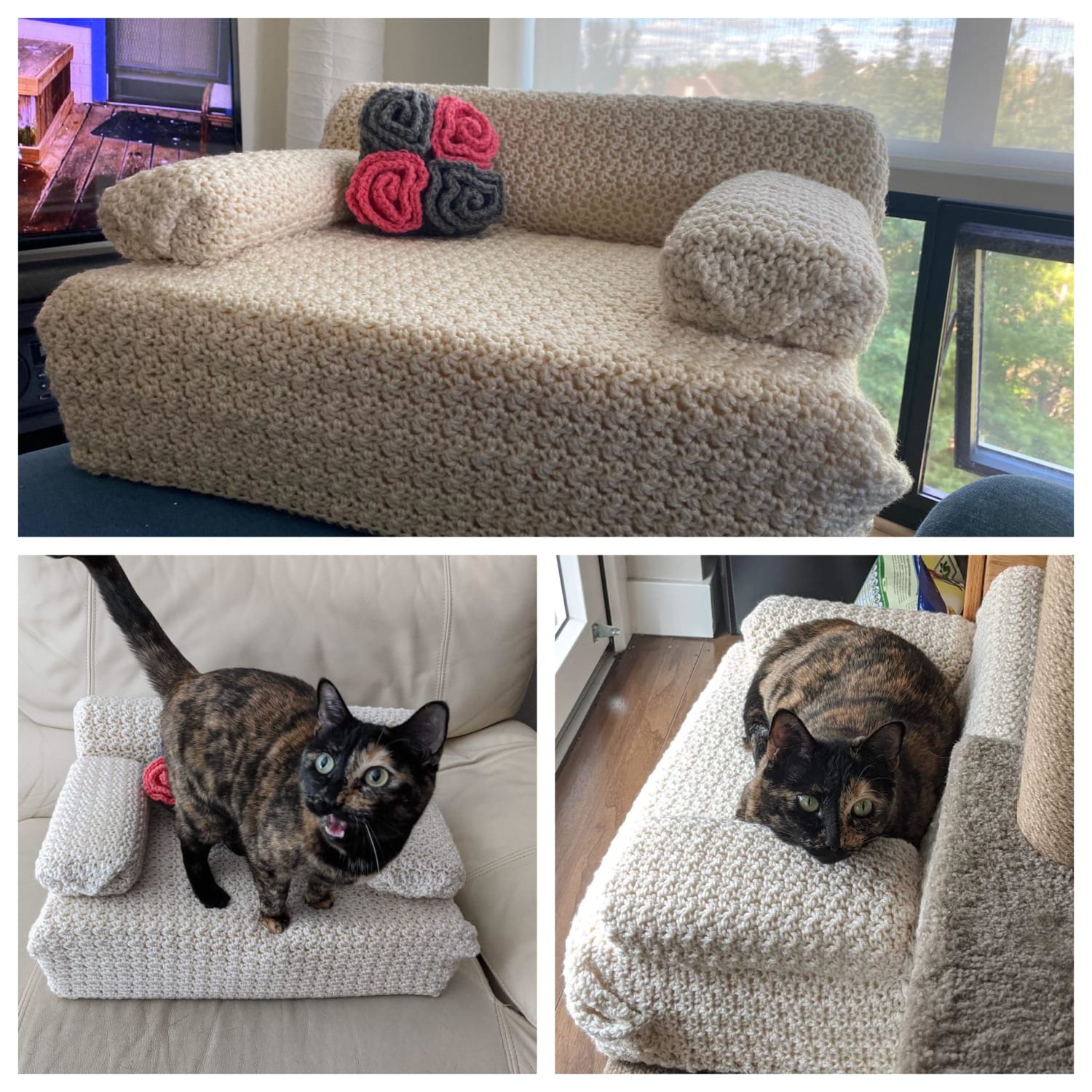 I made a cat-couch to match my daughter's couch. Hazel the cat likes it!