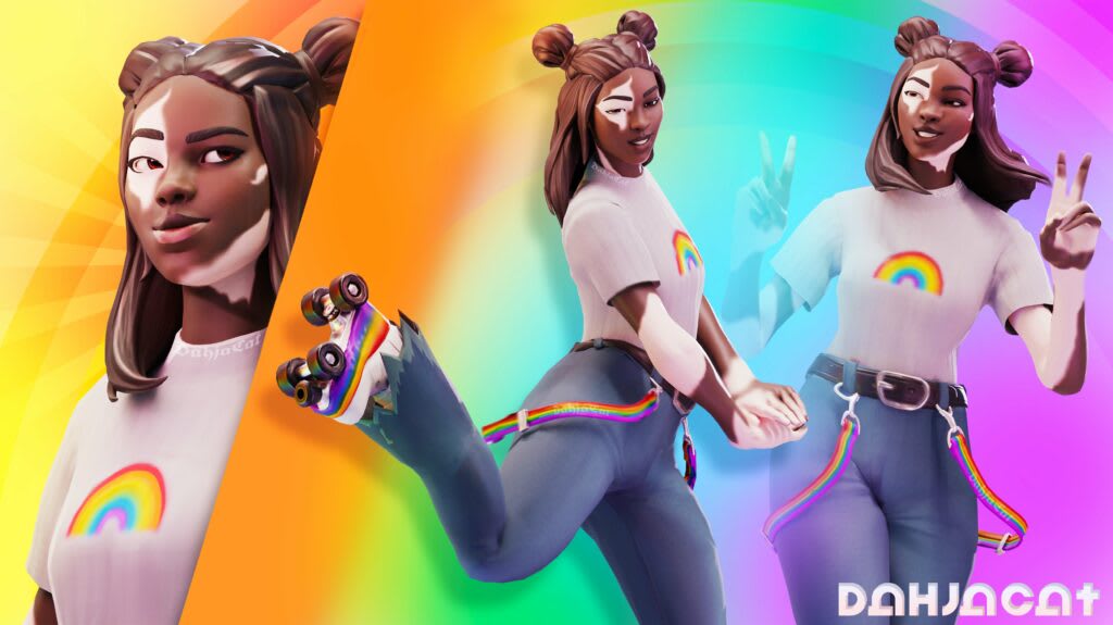 LGBT+ concept artist Dahja Cat is celebrating as their LGBT+ character skin with vitiligo will officially be added to Fortnite. How cool is that?