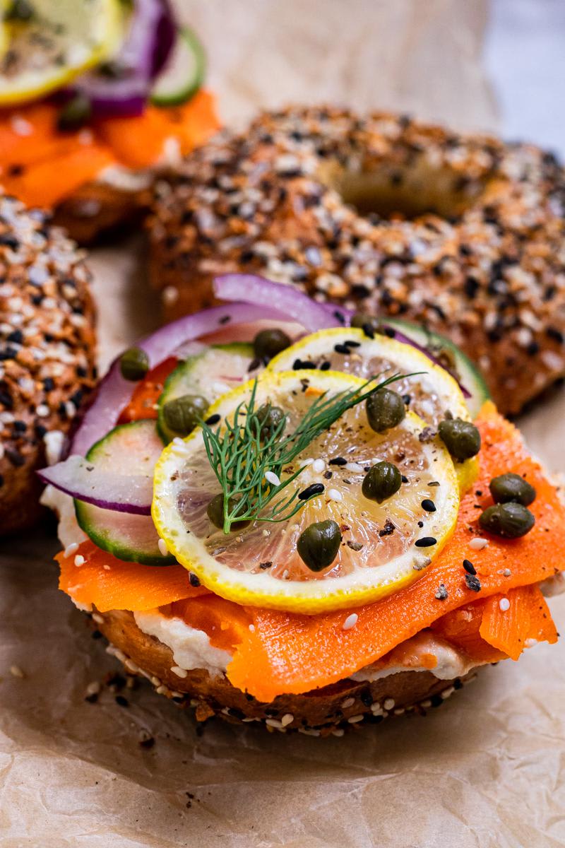 Homemade Everything Bagels with Carrot Lox and a Nut-Free Cream Cheese I also Make
