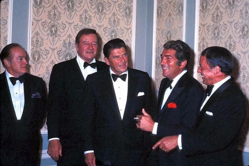Bob Hope, John Wayne, Ronald Reagan, Dean Martin, and Frank Sinatra, 1975