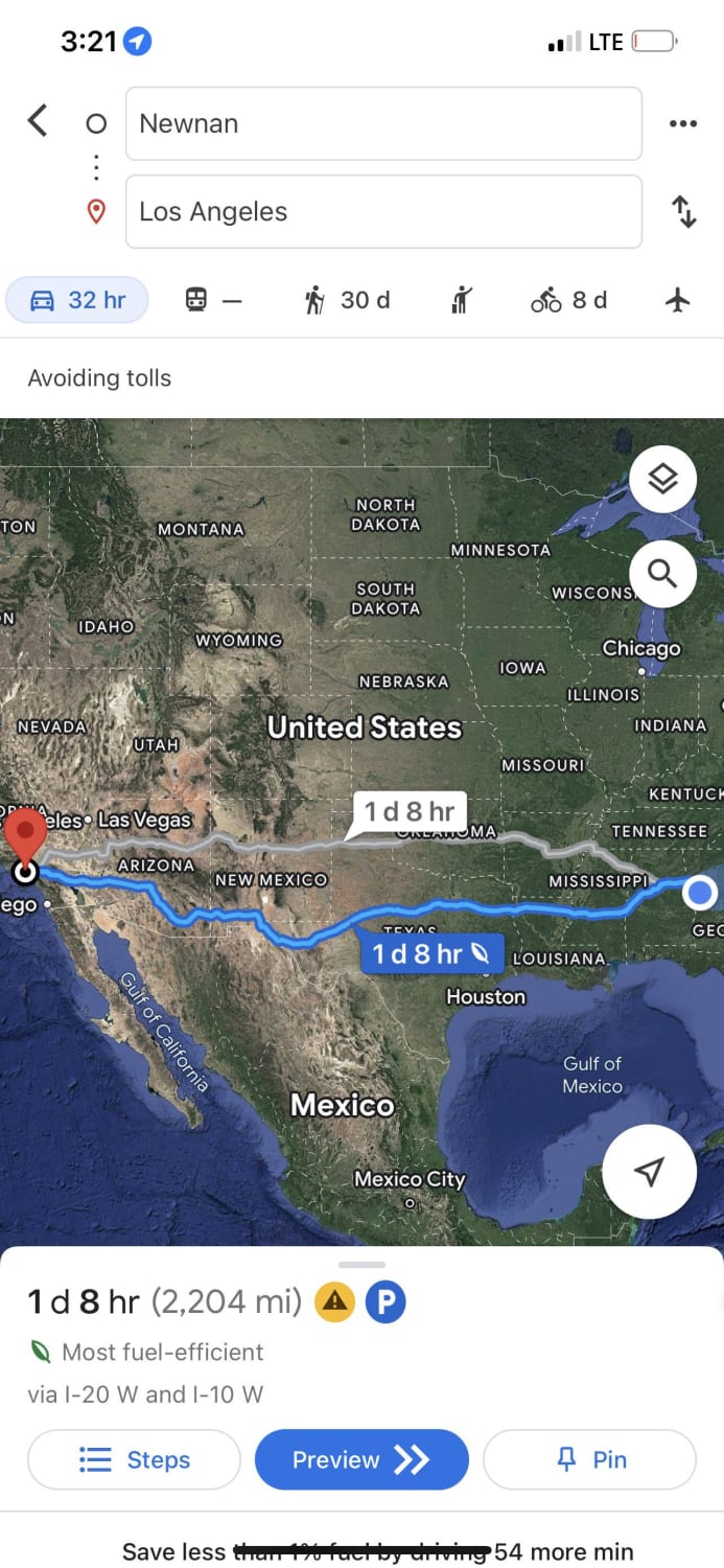Road Trip from Metro Atlanta to Los Angeles. Which route is more scenic? The lower route is only an hour detour from The Grand Canyon so I might do that Atleast one way.